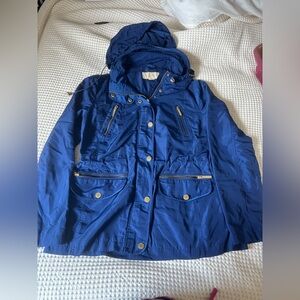 Michael Kors Women’s Blue Hooded Jacket with Gold Accents